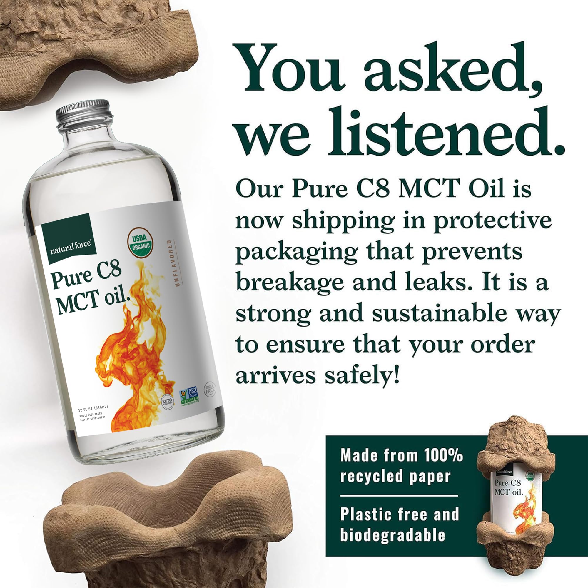 Amazon.com: Natural Force Organic Pure C8 MCT Oil – Liquid MCT Oil